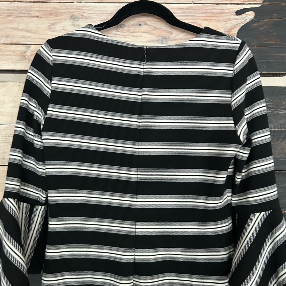 Calvin Klein Striped Bell Flutter Sleeve Sheath Dress - Picture 8 of 8